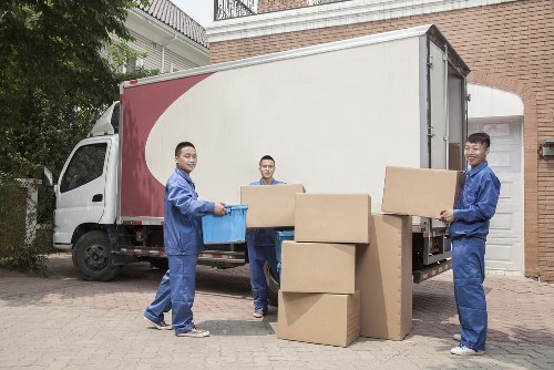 Removal van and packed boxes ready for a move in Parsonsgreen